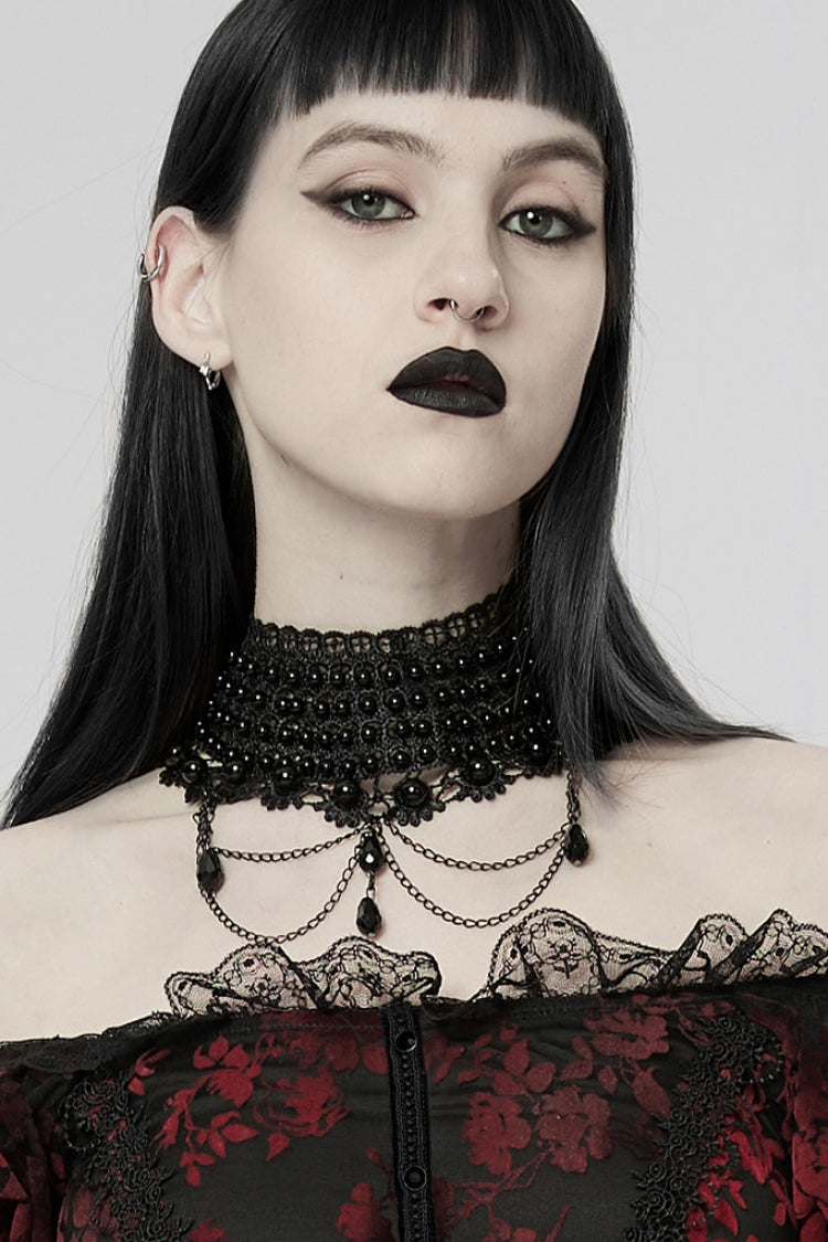 Pearl Hollow Lace Gothic Elegant Necklace Choker