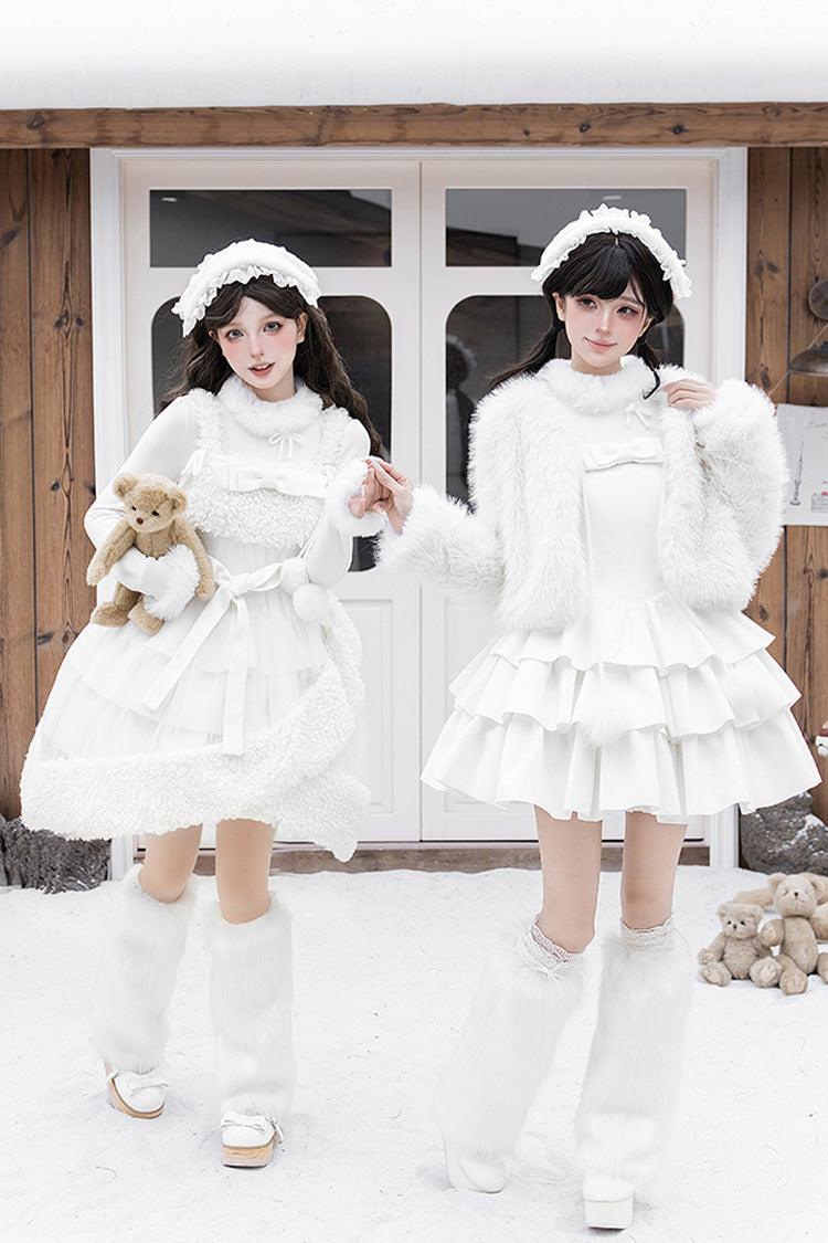 Triple Ruffled Bow Sweet Lolita JSK Outfit