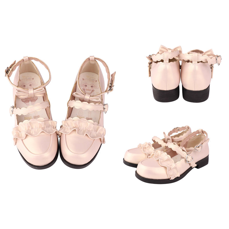 Ruffled Bowknot Mary Janes - Kawaii Lolita Shoes