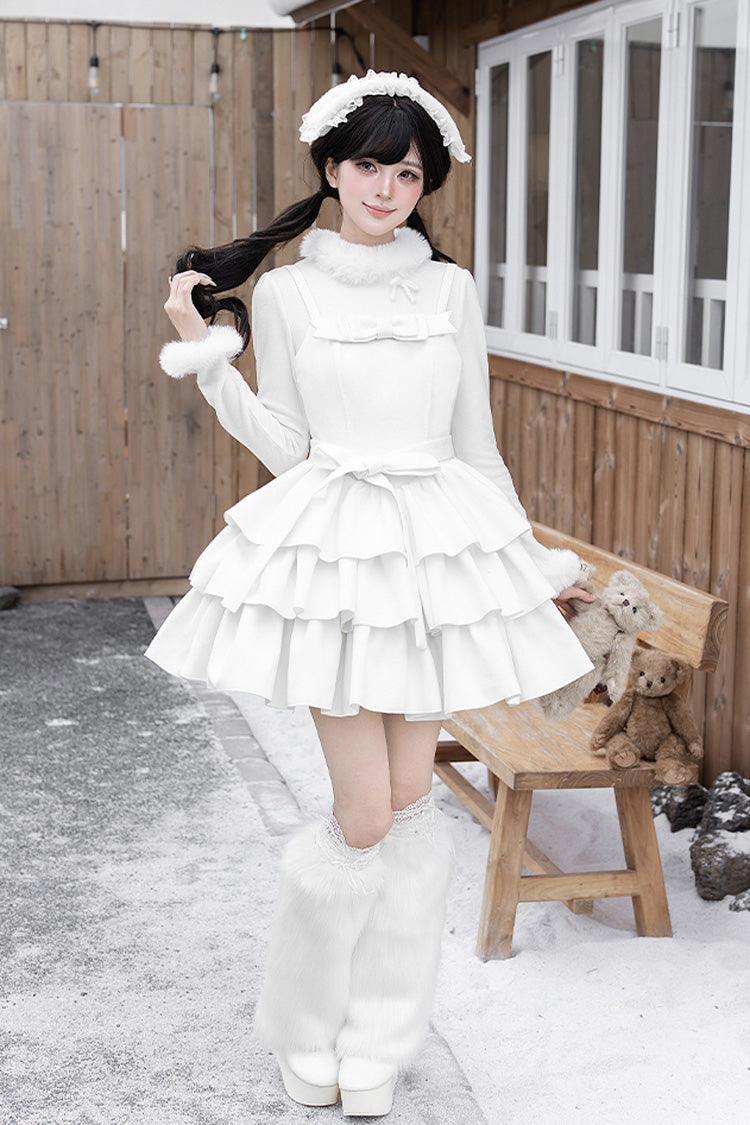 Triple Ruffled Bow Sweet Lolita JSK Outfit