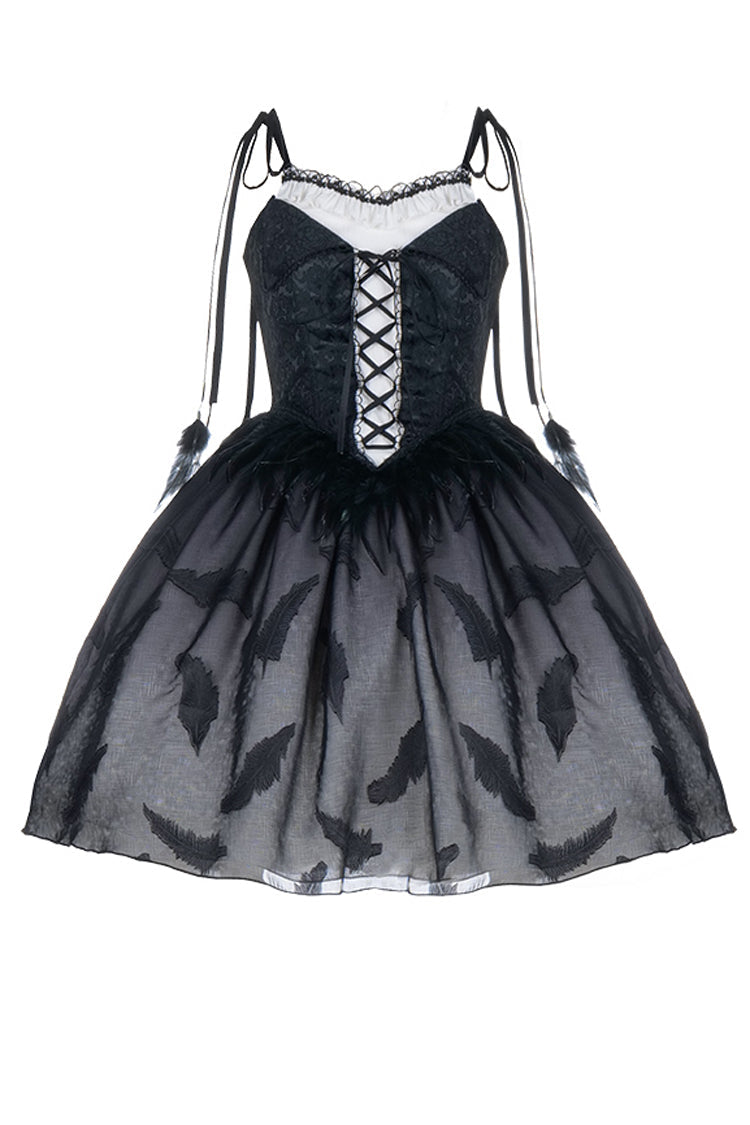 Gothic Lolita JSK Dress with Black Swan Ballet Print