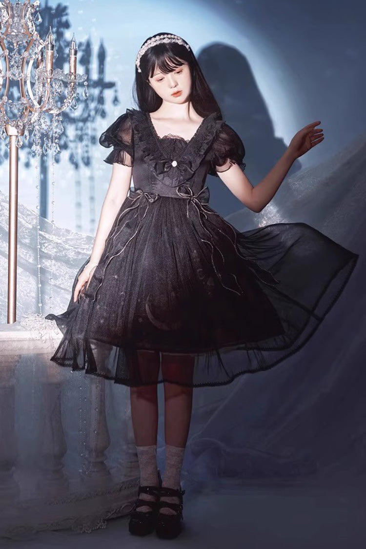Planet Butterfly Printed Gothic Lolita Dress - Bowknot Classic