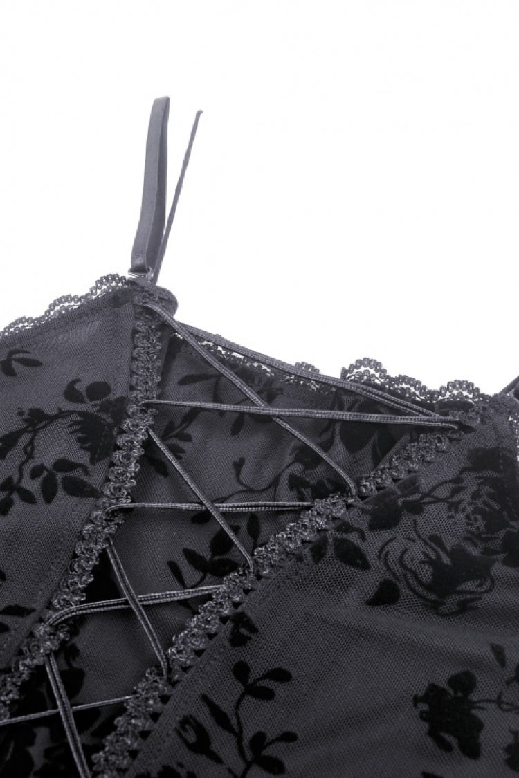 Sleeveless Lace Gothic Maxi Rose Slip Dress