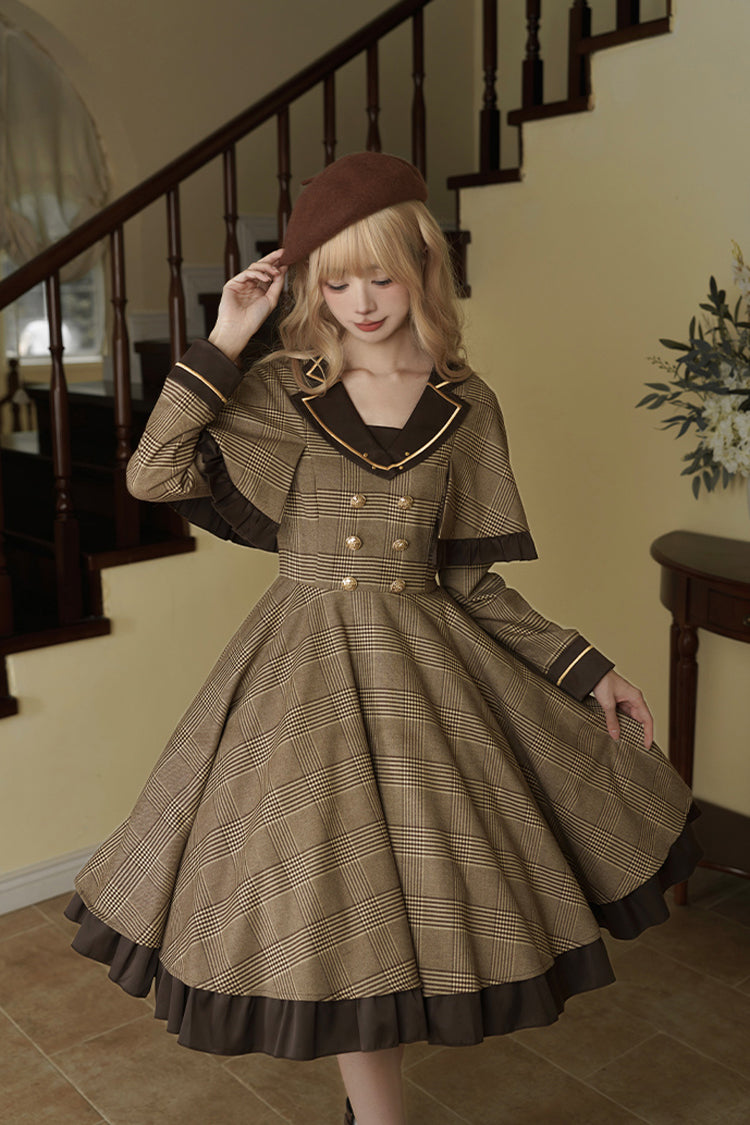 Baker Street Stories Stripe Print Ruffle Two-Piece British College Classic