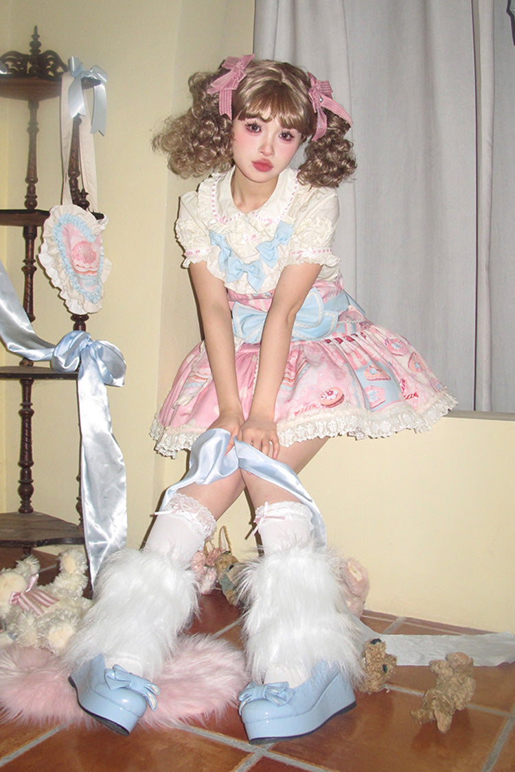 Dessert Print Bowknot Strap Sweet Dress