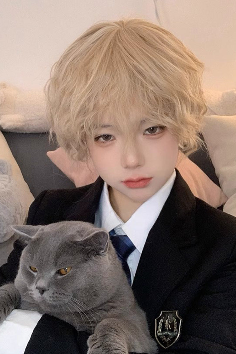 Sand Gold Short Ouji Wig with Natural Tin Foil Perm