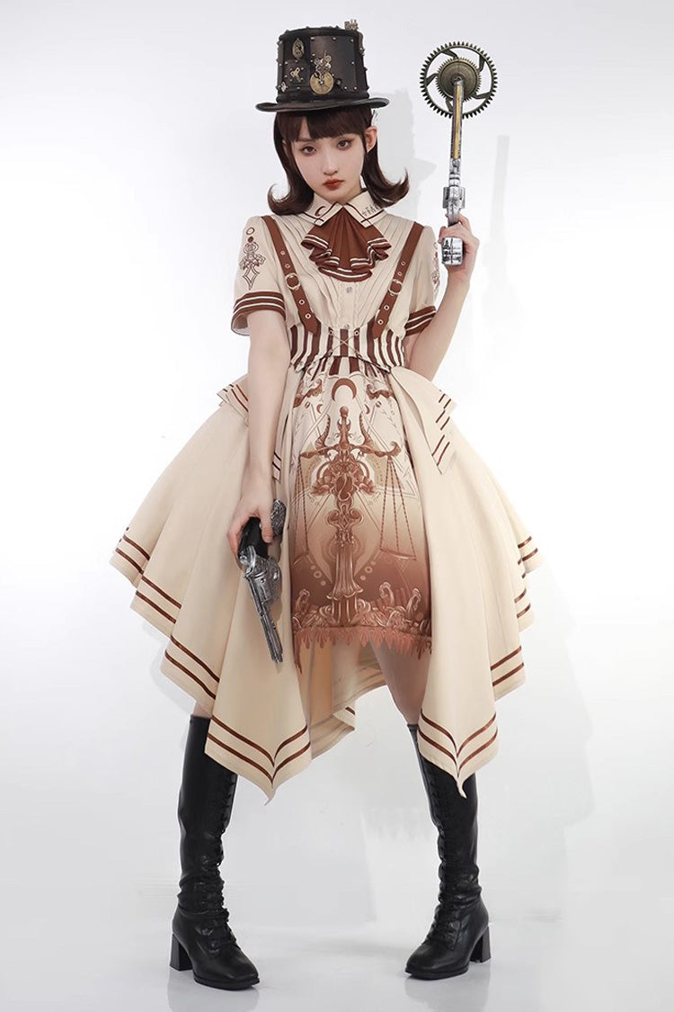 Cocoa Short Sleeve Libra Print Vintage Punk Lolita Dress