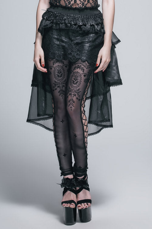 Gothic Black Organza Swing Multi-Layer Puffy Half Skirt