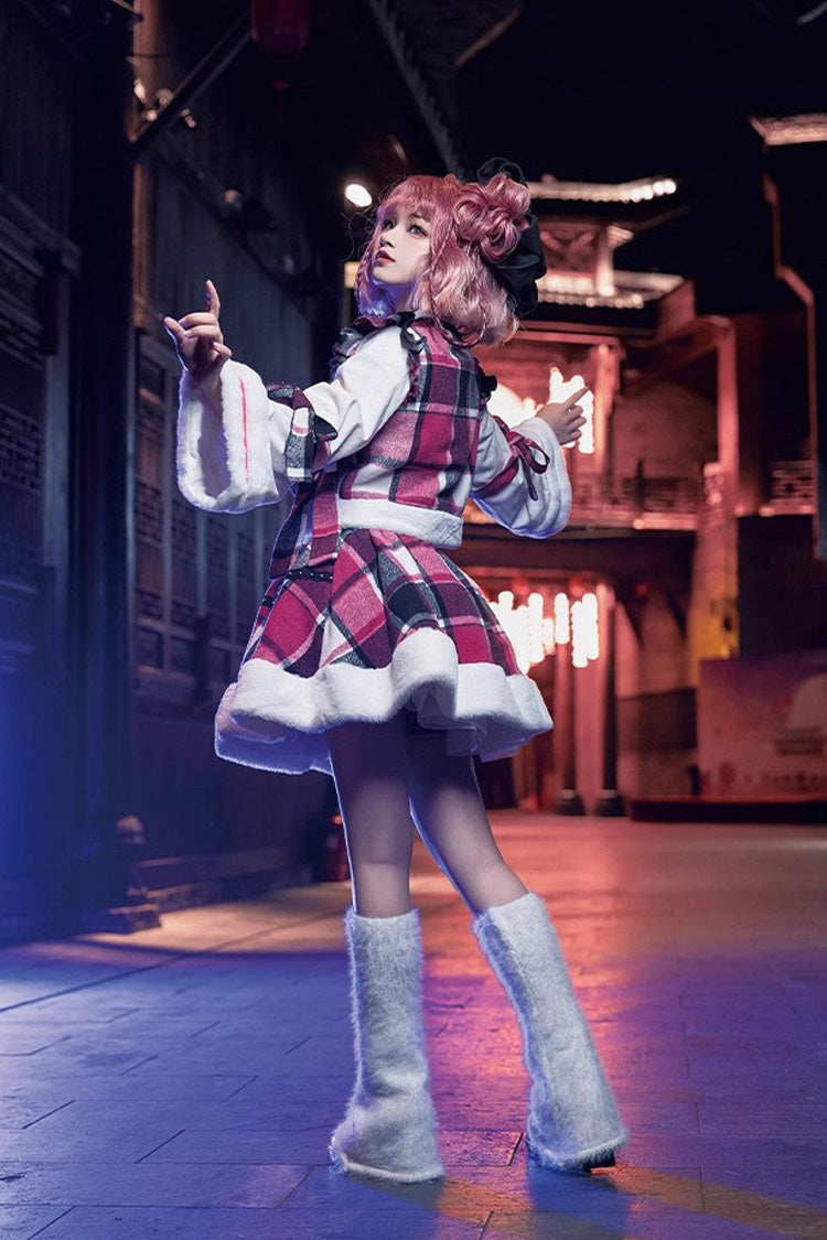 Multi-Color Plaid Bowknot Autumn Winter Sweet Lolita Skirt Set