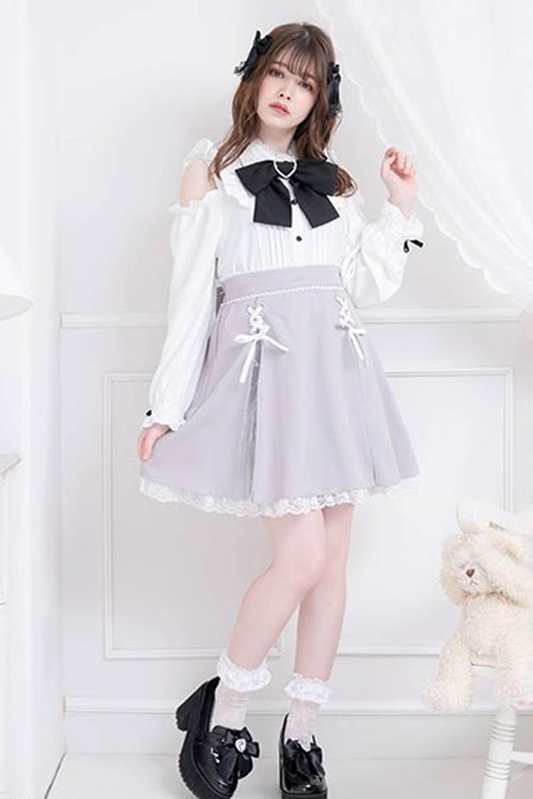 Off-Shoulder Bowknot Blouse with Long Sleeves in 3 Colors