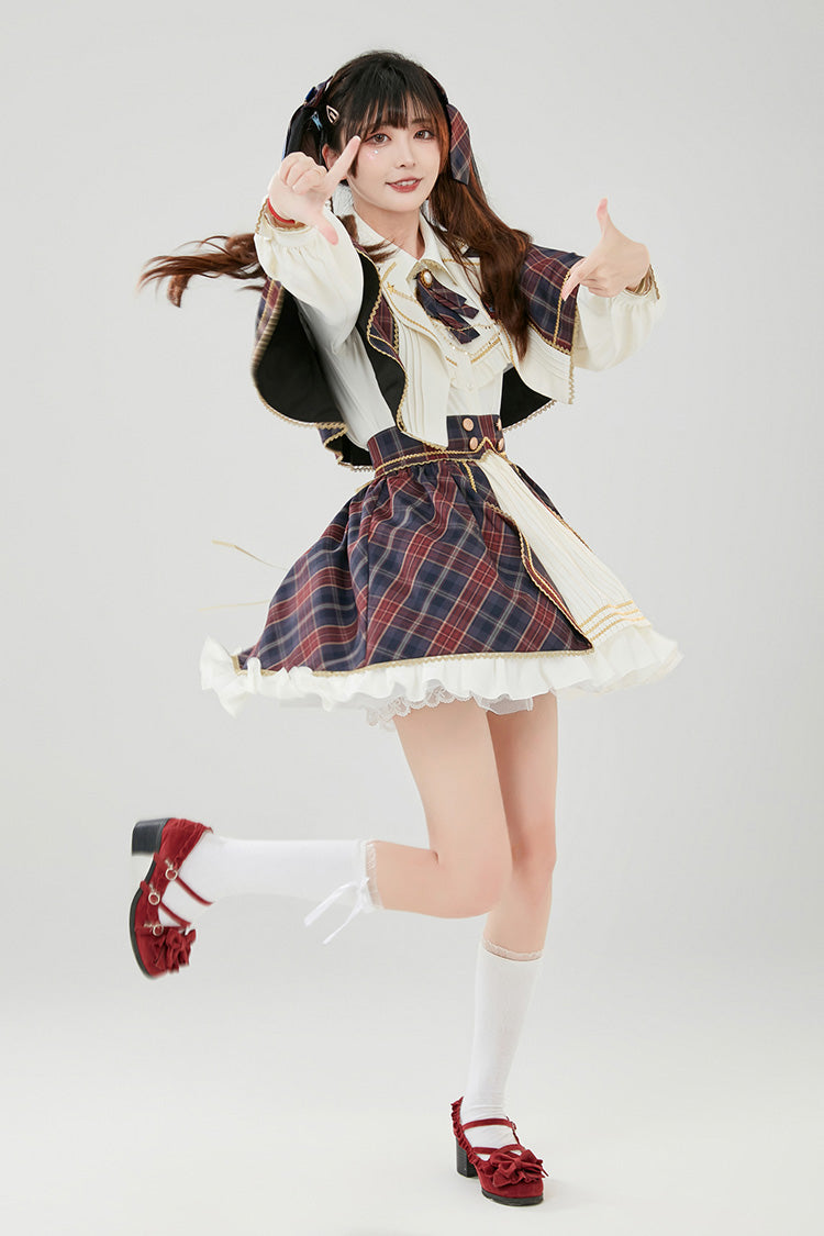 Multi-Color Plaid Ruffle Sweet Lolita Skirt with Idol Style