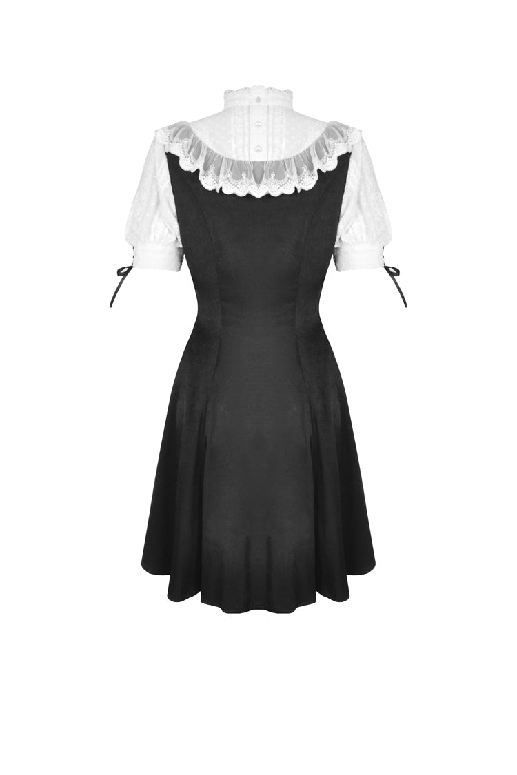 Stand Collar Short Sleeve Ruffled Gothic Lolita Doll Midi Dress