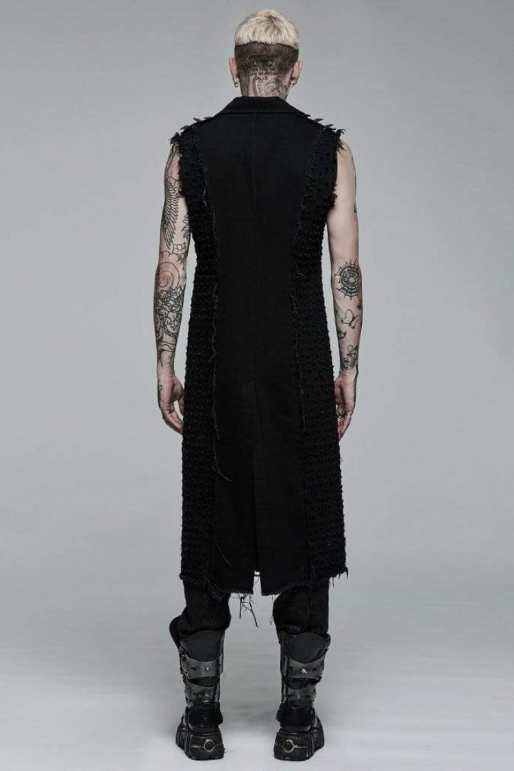 Ripped Steampunk Long Vest for Men