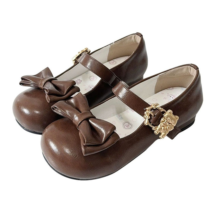 Ribbon Rounded-Toe Low-Heel Girly Lolita Mary Janes - 4 Shades