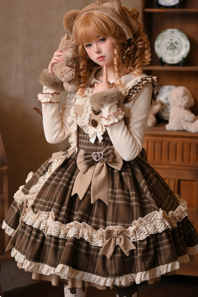 Cocoa Sleeveless Ruffled Bow Print Sweet JSK Dress