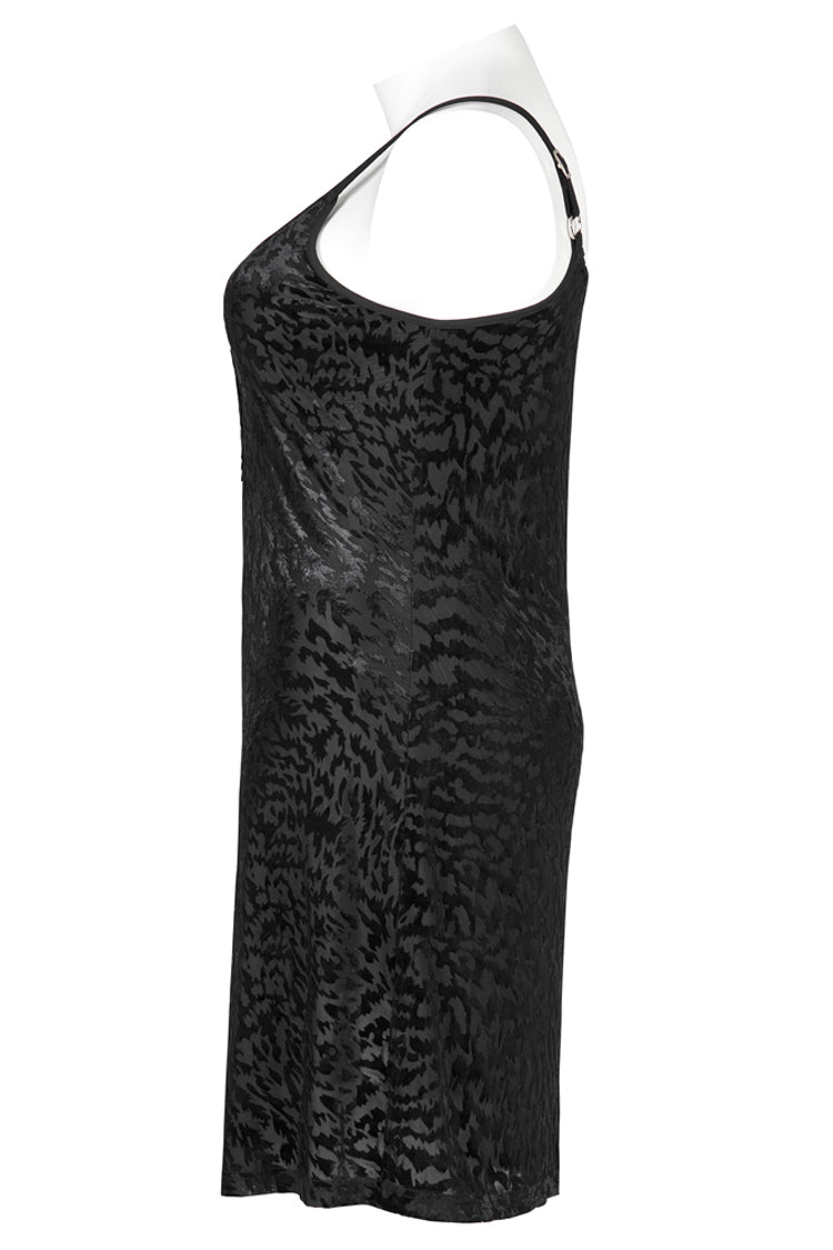 Bat Print Embroidered Adjustable Strap Plus Size Gothic Dress