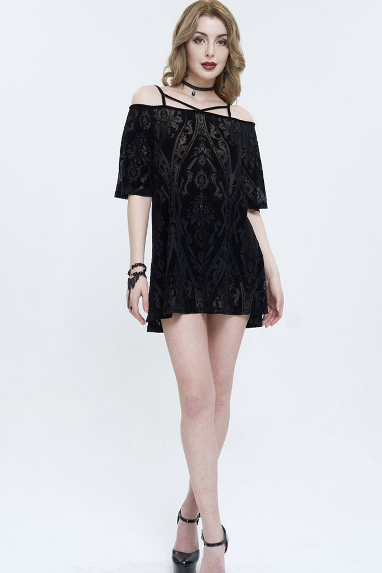 Print Front Long Back Slit Off-Shoulder Punk Dress