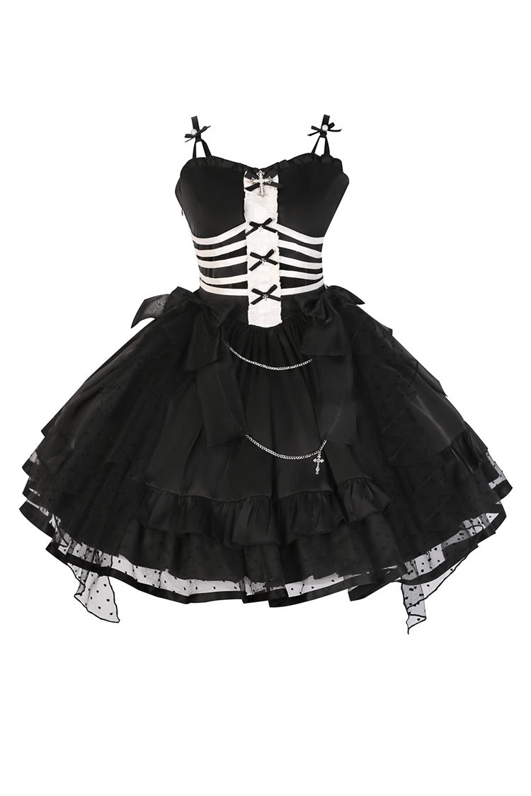 Black Multi-Layer Ruffled Gothic JSK Dress - Elegant Princess