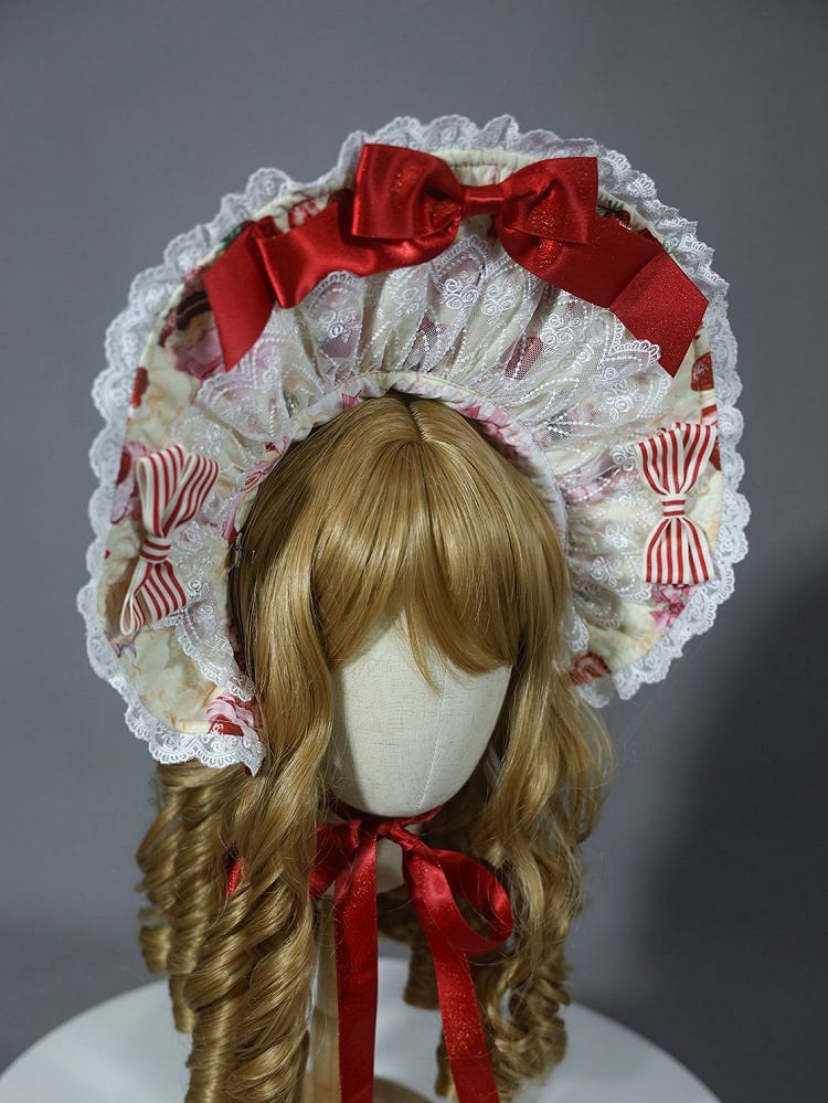 Bonnet White Yellow / Pink Lolita Sweet