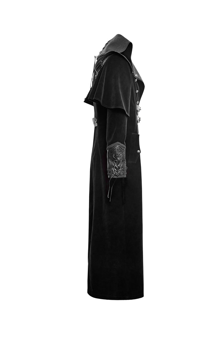 Void Steampunk Overcoat with Metal Buckles and Stand Collar