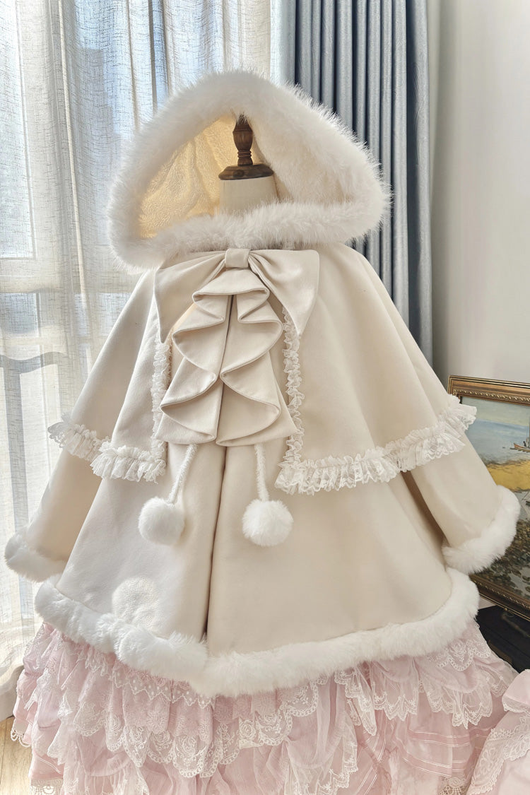 Ruffled Bow Hooded Lolita Cape Coat