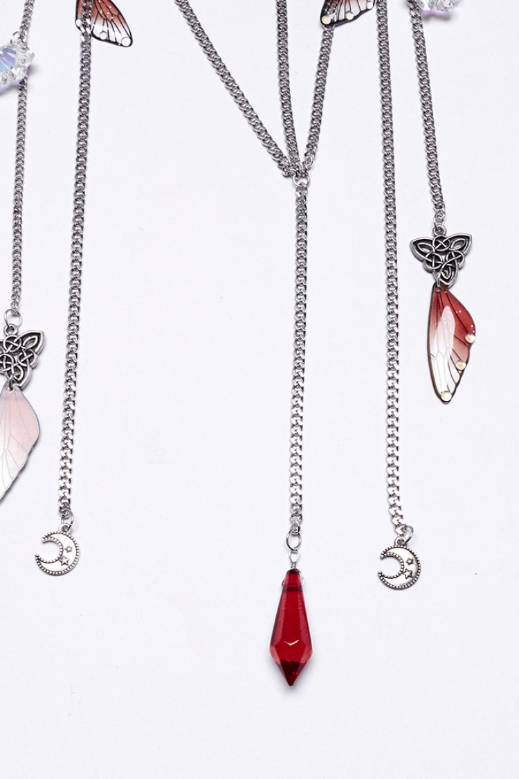 Scarlet Gothic Crystal Cross Headpiece with Irregular Design