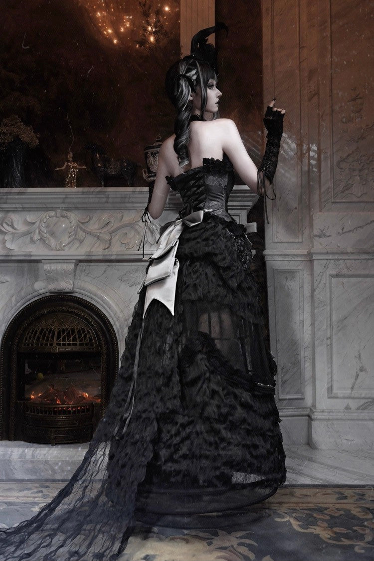 Midnight Heart Ruffle Embroidered Lace Vest - Cupid’s Magic Box