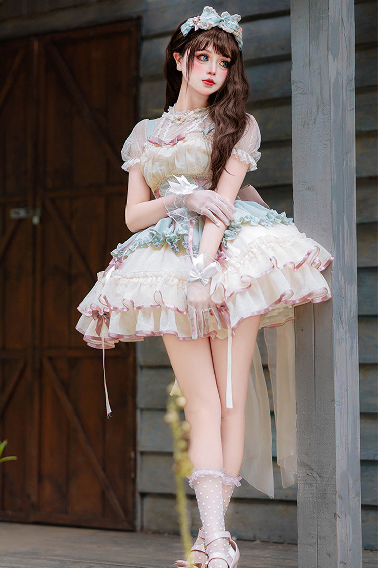 Ivory Ballet Bow Lace-Up Sweet JSK Dress