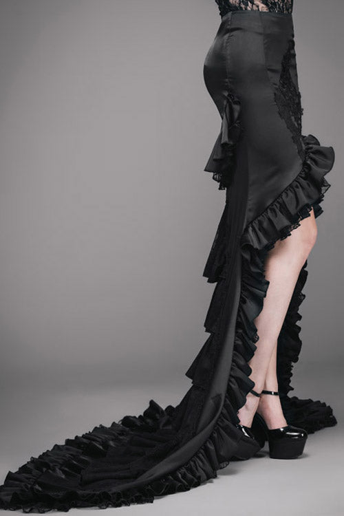 Gothic Half Skirt with Floor Length Flounces