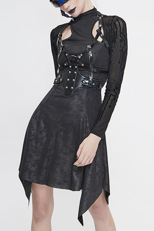 Irregular Cutout Long Sleeve Punk Dress