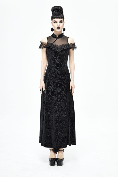 Gothic Dress with Cheongsam Velvet 3D Print Style