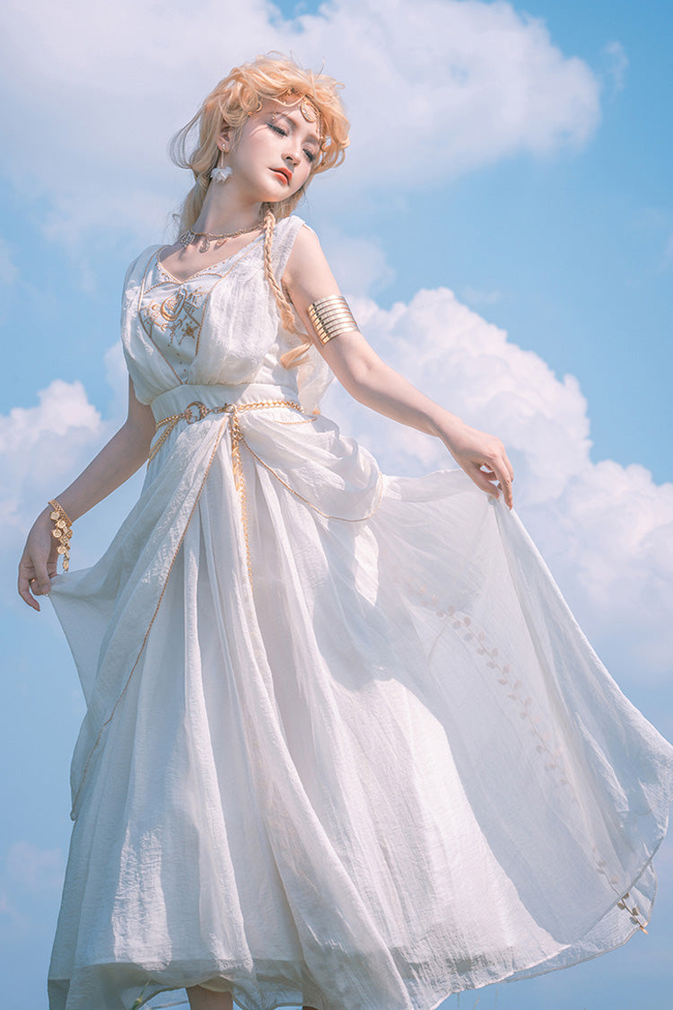 Ivory Sleeveless Embroidered JSK Dress - Ragnarok
