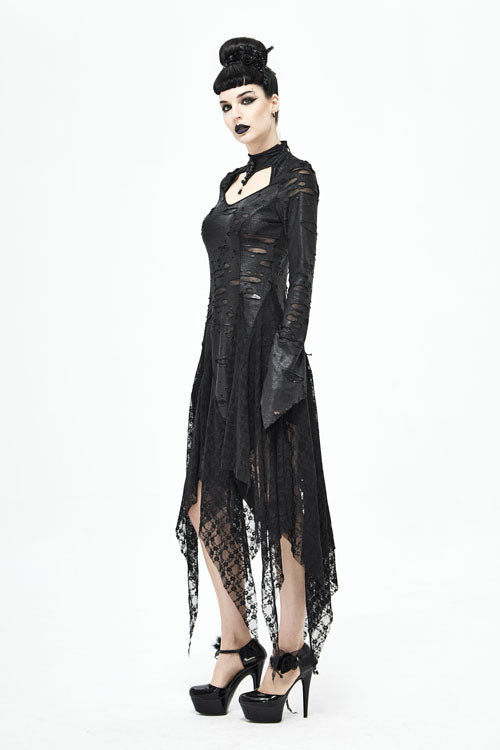 Dragon Spine Hole Decoration Long-Sleeve Gothic Dress