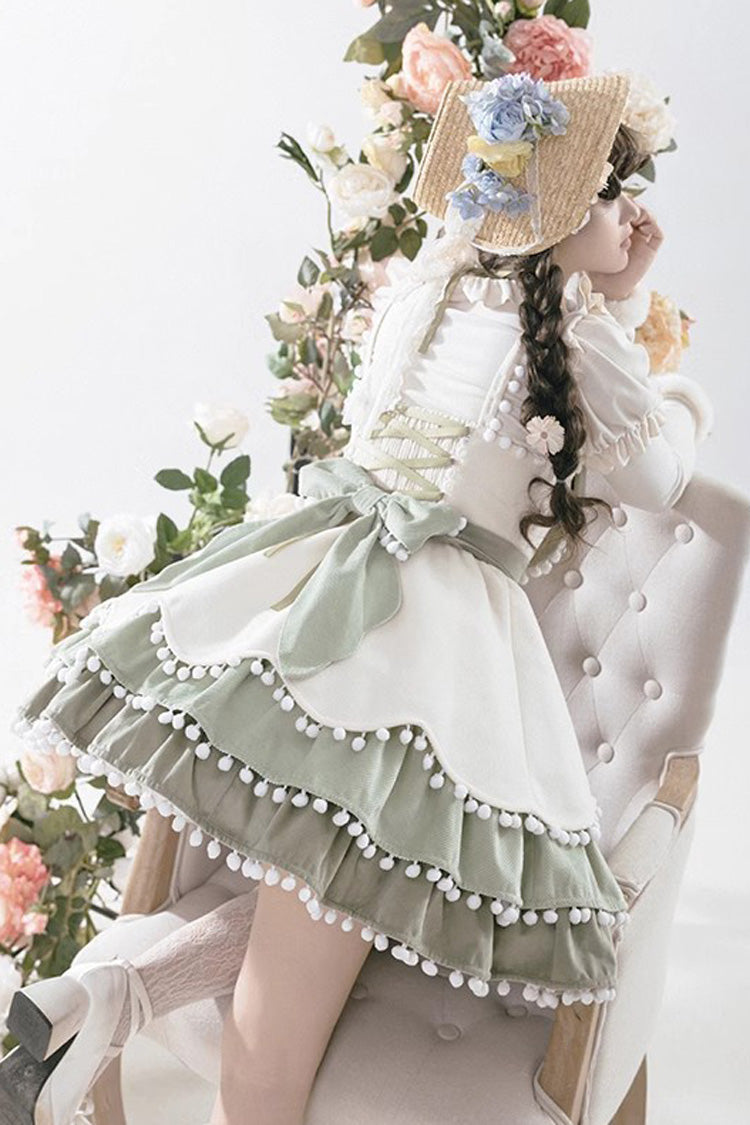 Confession Function Multi-Layer Ruffle Bowknot Color Block Sweet Lolita Jsk Dress