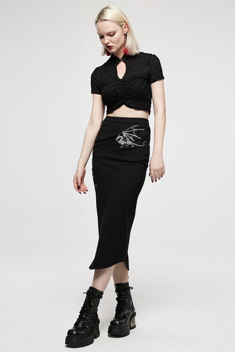 Punk T-Shirt with Ruffle Sheer Tie-Dye Print