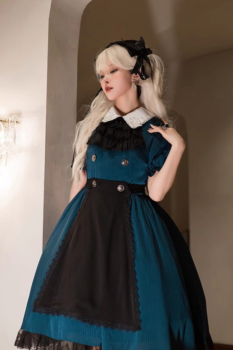 Emerald Deacon Apron Detachable Short-Sleeve Gothic Lolita Dress