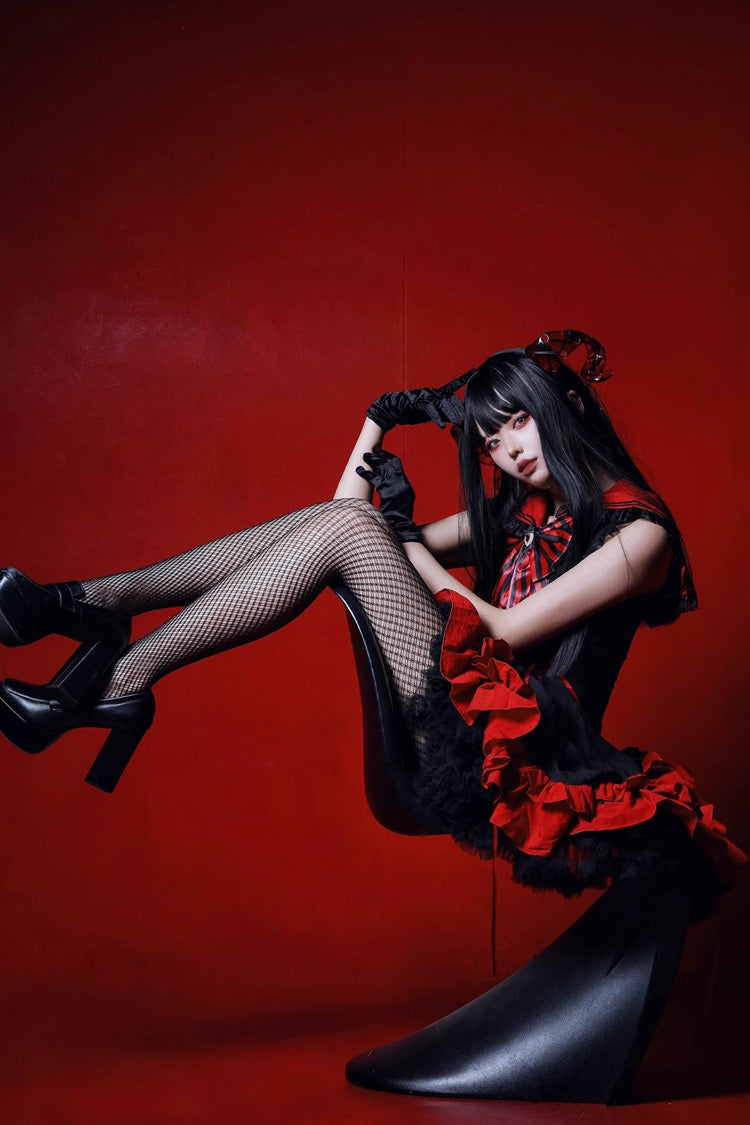 Jirai Kei Dress with Doll Collar and Ruffle Bow - Magical Girl, 2 Hues