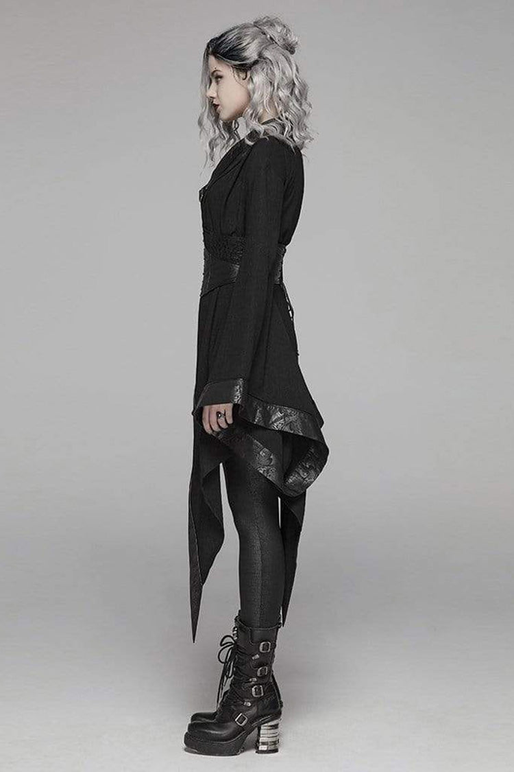 Wave Print Kimono Punk Dress with Asymmetric Hem
