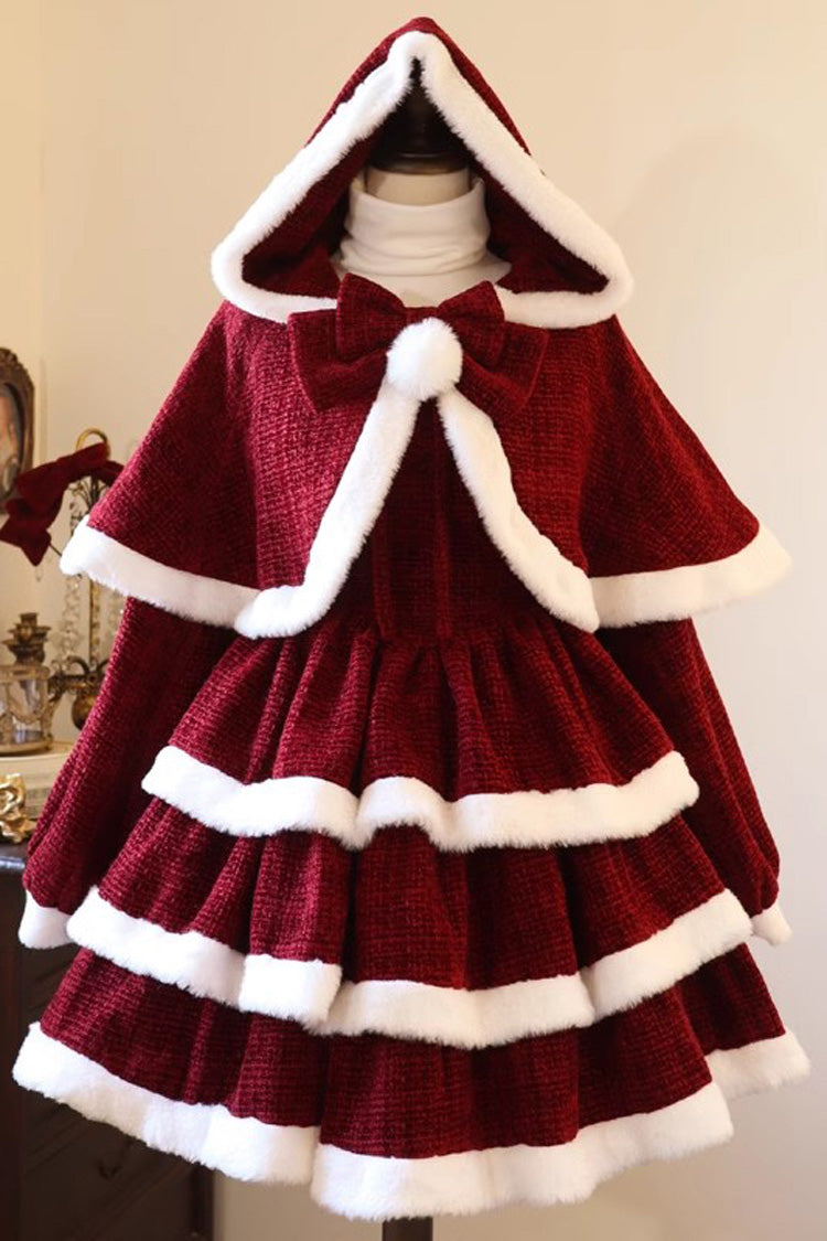 Christmas Carol Triple-Layered Bow Sweet Lolita Jsk Dress