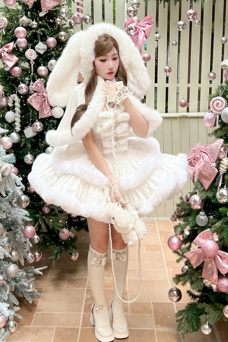 Ivory Double-Layered Bow Princess Strapless Dress