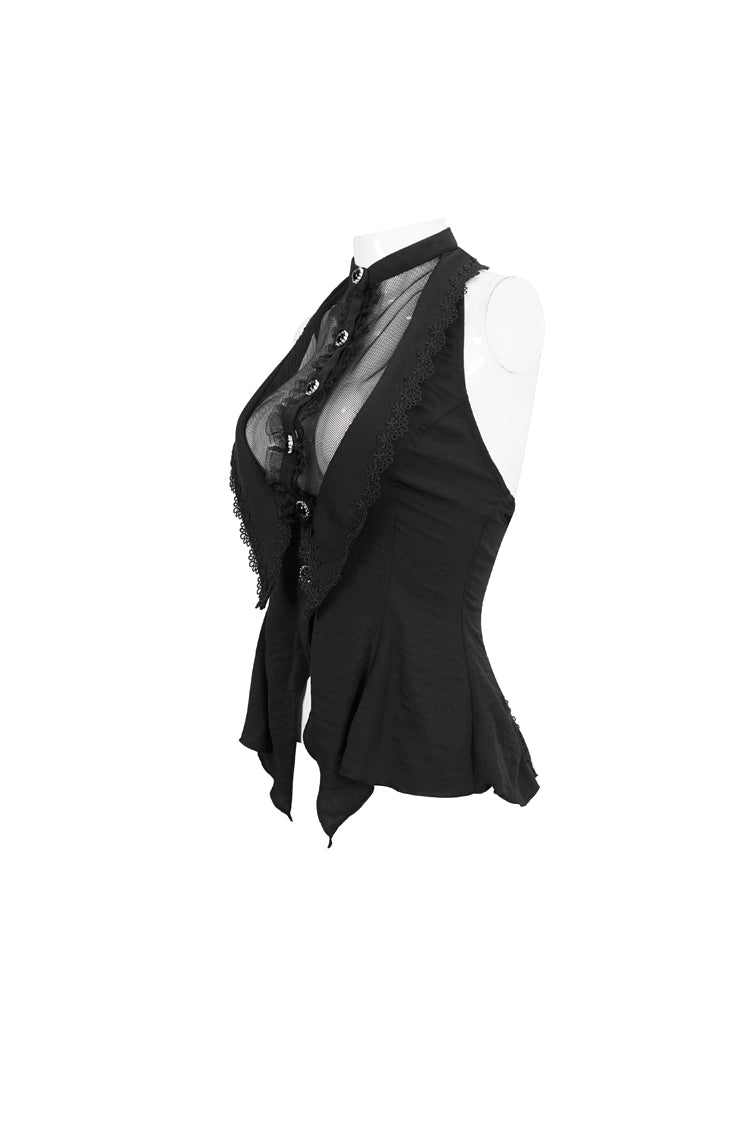Punk Shirt with Front Lace Back Drawstring Straps Sleeveless