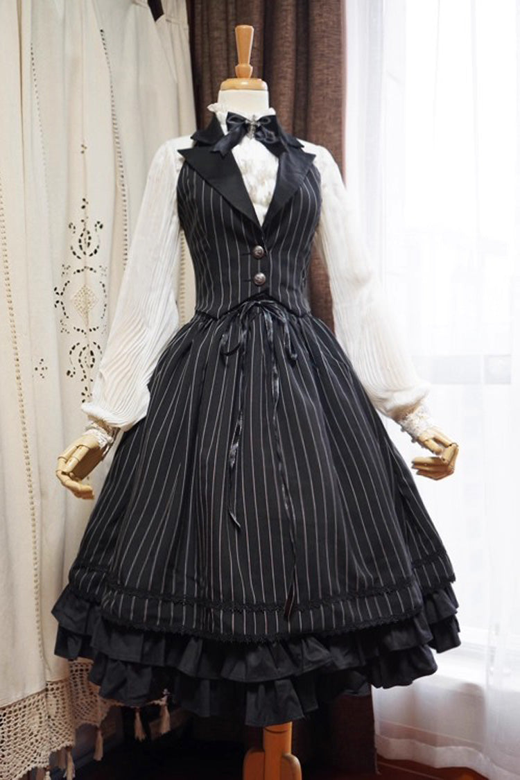 Striped College-Style Lolita Vest with V Collar