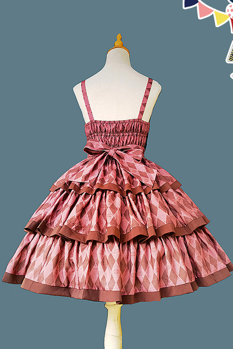 Stripe Triple-Layered Ruffle Bow Sweet Lolita Dress