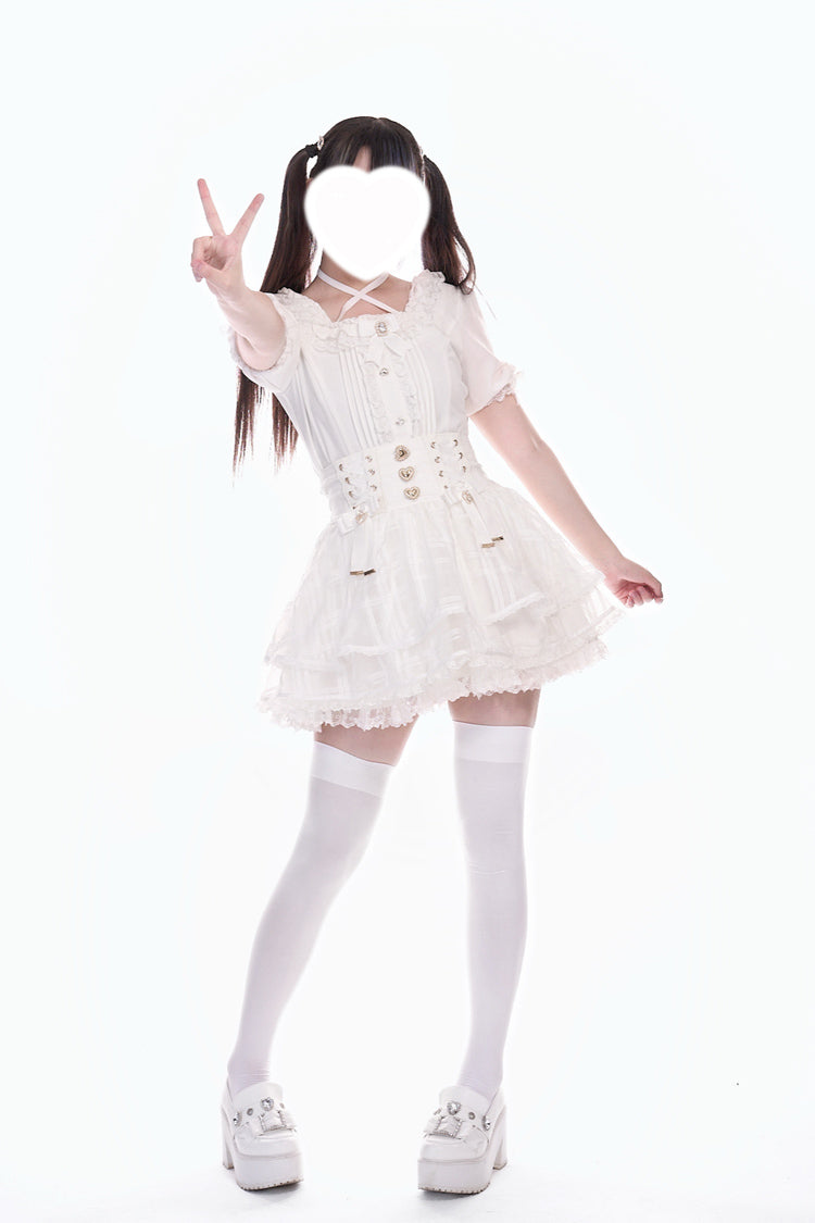 Love Hanabi Triple-Bow Organza Skirt - Three Color Options
