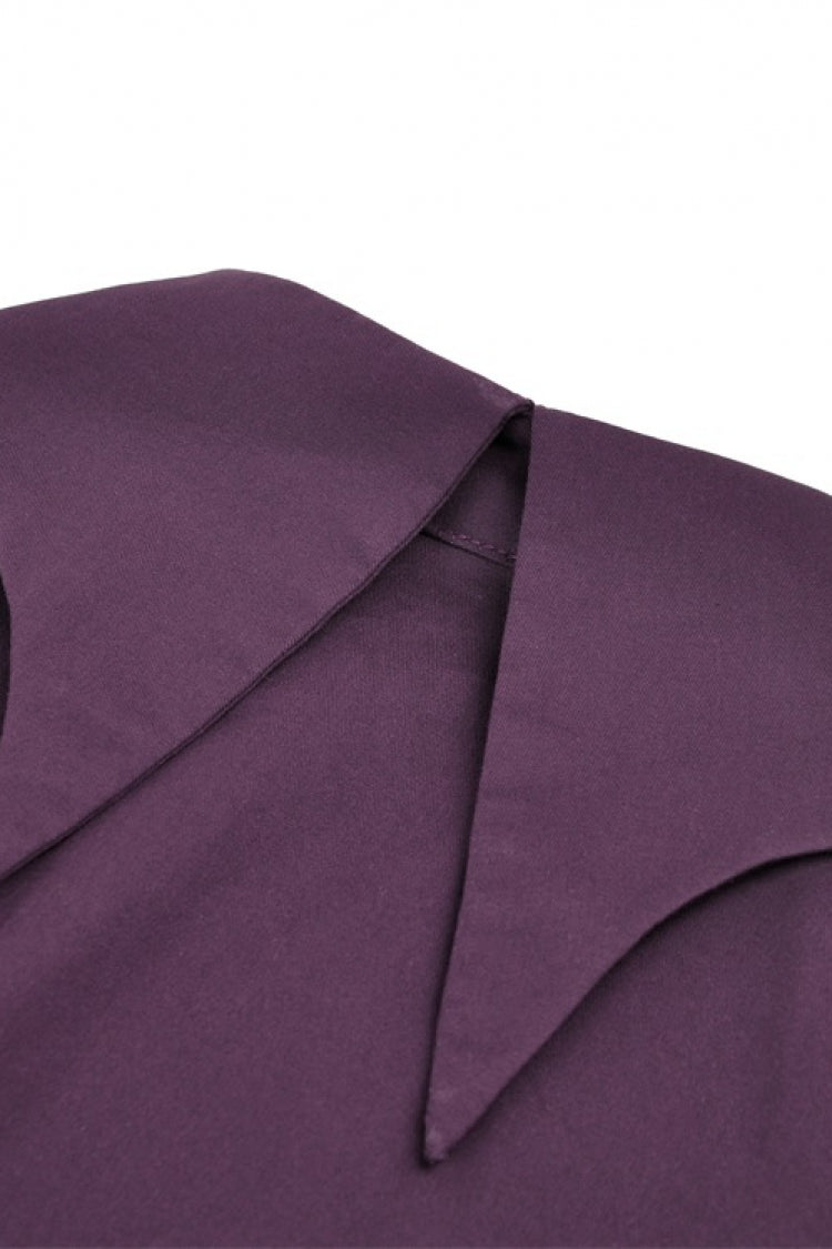Periwinkle Moon Frill-Collar Puff-Sleeve Gothic Top