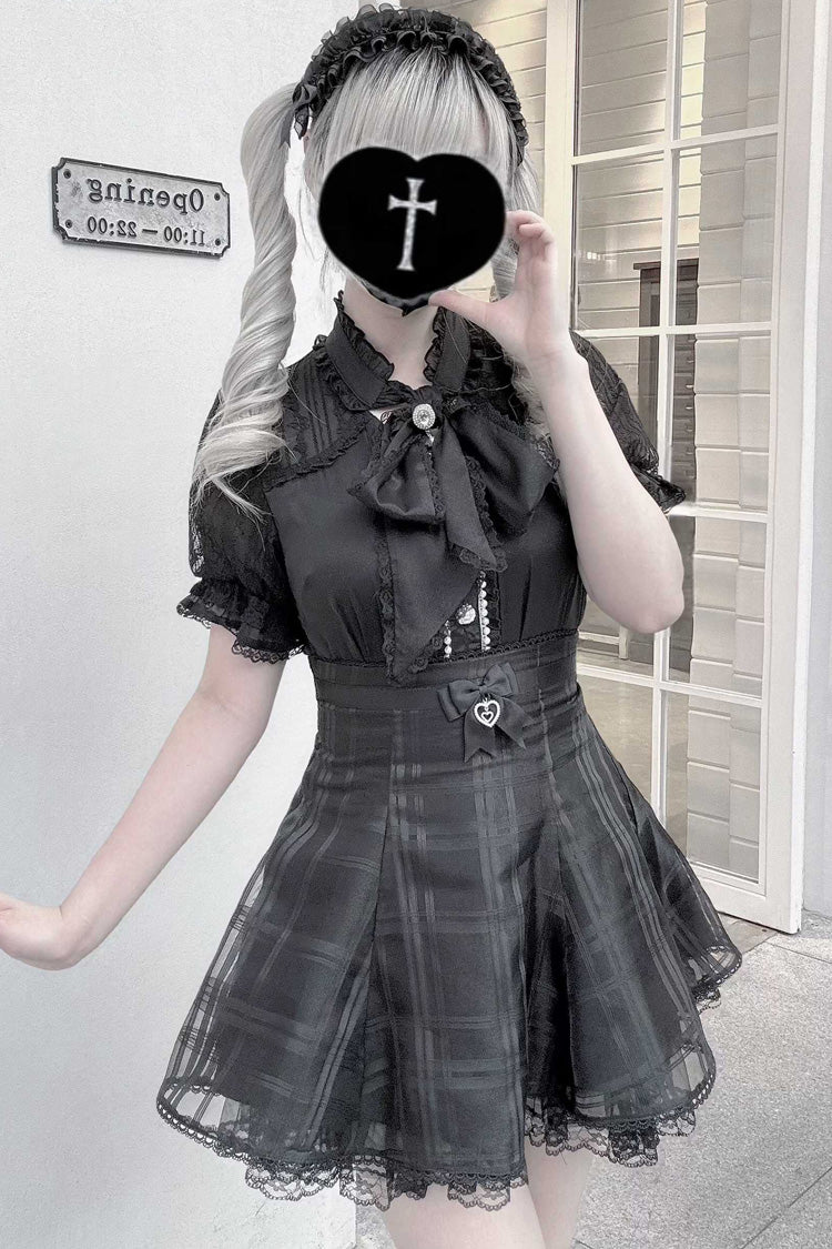 Light Snow Plaid Bow Sweet Jirai Kei Skirt - 3 Colors