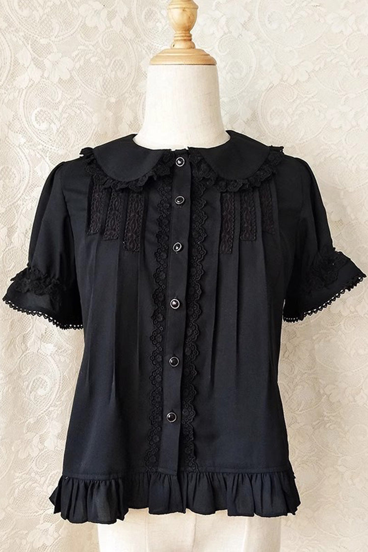 Sweet Lolita Blouse with Doll Collar, Ruffles, and Lace, 2 Shades