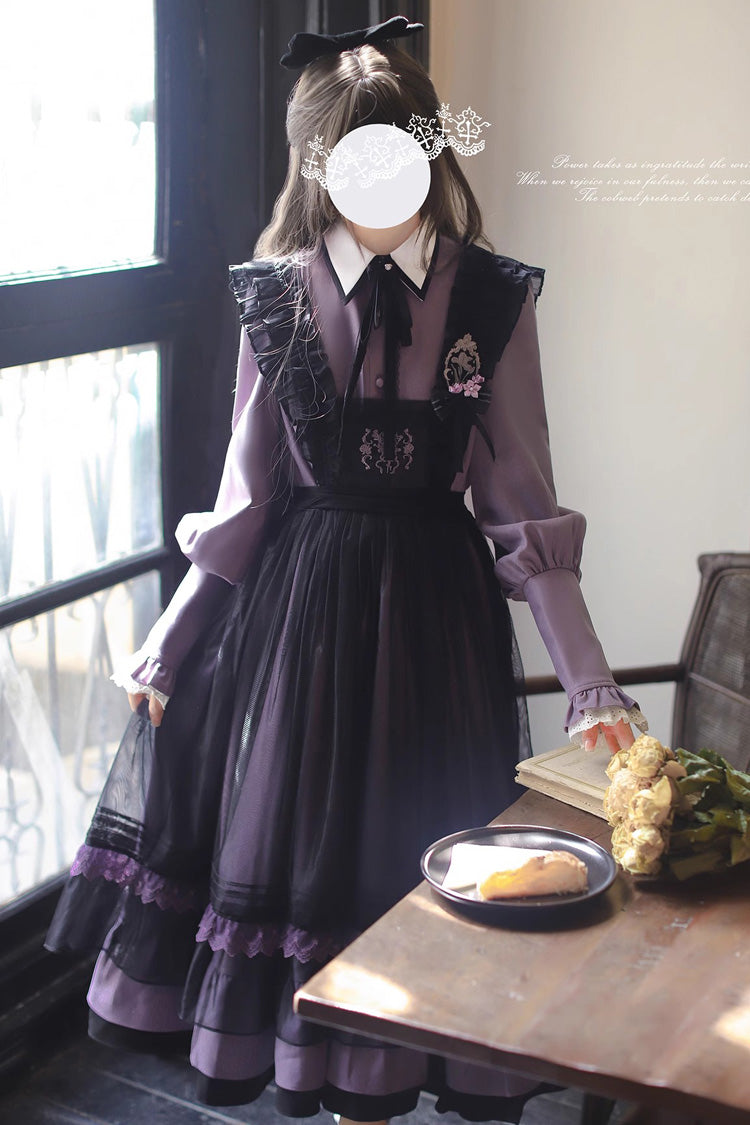 Black Embroidered Mesh Bow Sweet Elegant Jumper - Witch Academy