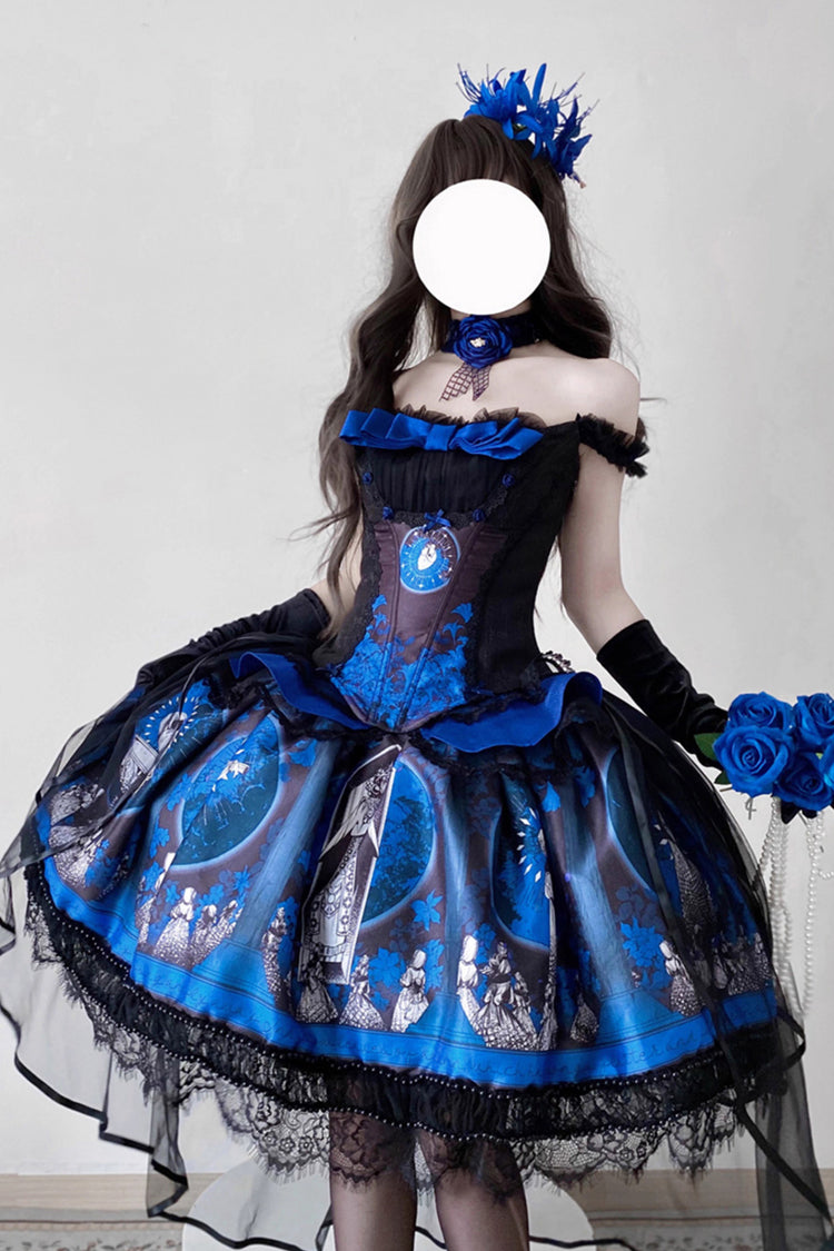 Embroidered Gothic Lolita Skirt with Print Detail