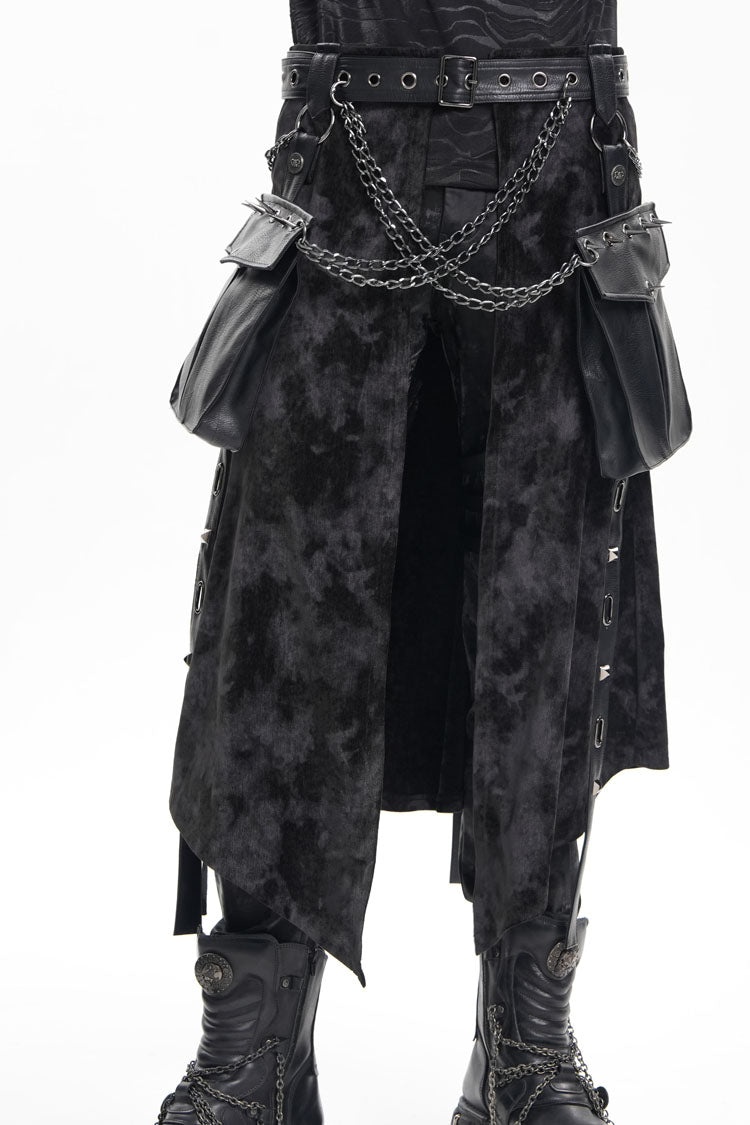 Men's Gothic Skirt with Rivet Buckle and Chain Detail